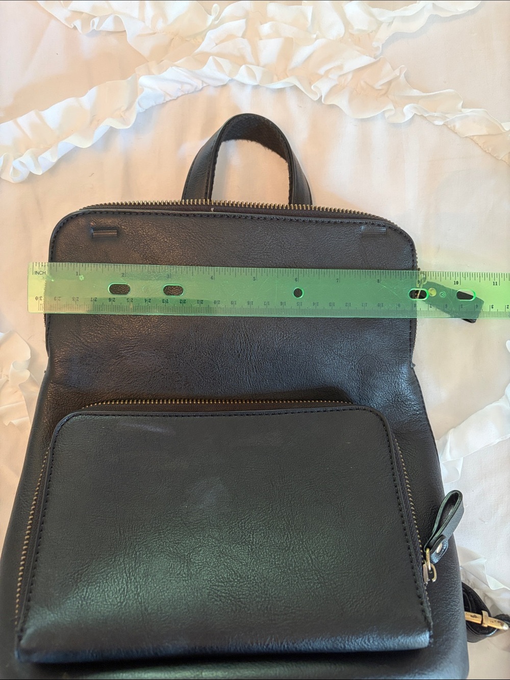 Joy Black Leather Backpack - Minimal Everyday Bag - Picture 7 of 8